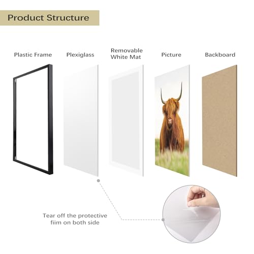 Image of Golden State Art, 13x19 Picture Frame Set of 3, Black Thin Border, Display Photo 11x17 with Mat or 13x19 Without Mat, Poster Frame for Wall Hanging Horizontal and Vertical