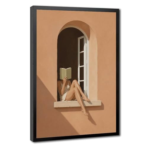 Summer Aesthetic Canvas Wall Art Featuring a Woman Reading by