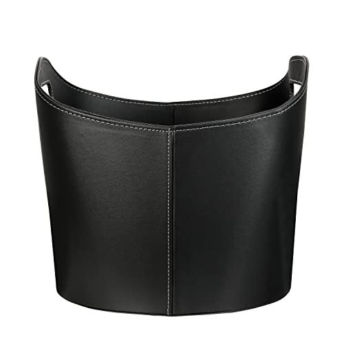 Schramm® Kaminholzkorb aus Kunstleder schwarz mit Griffen wählbar in rund oder rechteckig Feuerholzkorb, Größe:rund