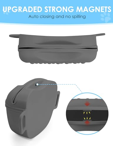 Gobeigo Silikon Hundeleckerli Beutel mit Hunde Trainingsclicker, Magnetischem Verschluss Tasche für Leckerlis, Welpentraining oder Hundespaziergänge, Hüftgürtel Fanny Pack (Grau)