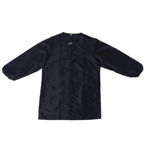 WRITWAA Mono de Técnico de Belleza Negro Talla L, Manga Larga, Delantal Protector para Salón de Spa y Teñir el Cabello, Ropa de Trabajo para Peluquería y Cuidado Personal