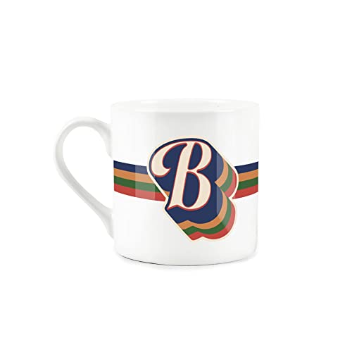 Purely Home Retro Alphabet Letter B Mug - Bone China White Coffee Tea Present Personalised Initial Gift - Image 2