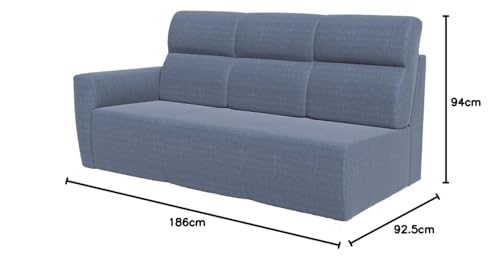 Image of Wakefit 3 Seater Sofa Set, Omega Blue, Modern Style, Polyester Upholstery, 3 Year, L-Shape, 186W x 92.5D x 94H cm