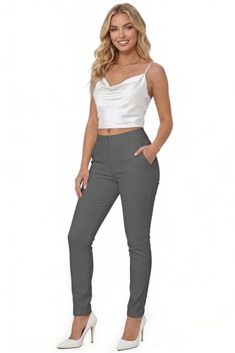 Image of Hybrid & Company Women's Work Chino Pants | Super comfy stretch fabric, flat front design, tailored fit, suitable for office, work, casual wear, and everyday comfort