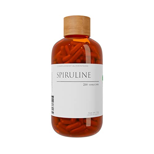 Spiruline | Antioxydant | Entraînement Sport | Fer | Protéines | Sommeil | 200 comprimés 250mg | Fabriqué en Occitanie | Nature AZ Cover