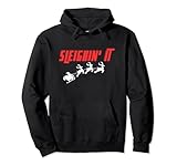 retro funny sleighin’ it xmas santa vintage women men gifts felpa con cappuccio