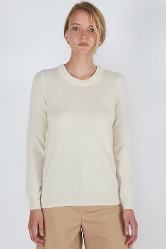 Image of JENNIE LIU Women's 100% Pure Cashmere Crew Neck Sweater, Tight Knit Cozy Soft Hand Washable Long Sleeve Pullover