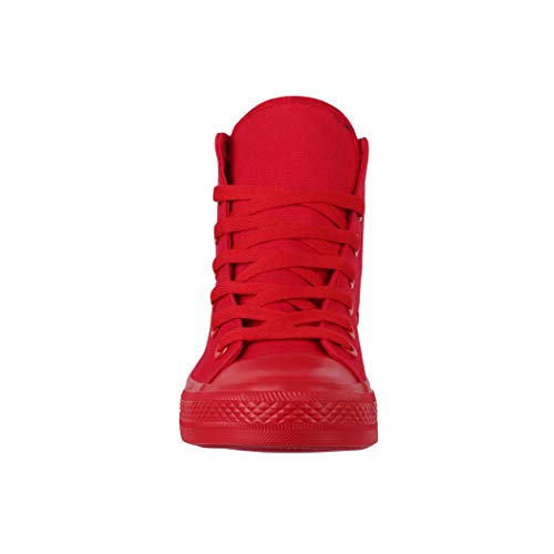 Elara Sneaker Unisex Sport High Top Scarpe da Ginnastica Chunkyrayan Tutto Rosso 014-ZY9031-Red-38 - 4