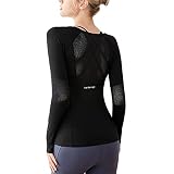 DREAM SLIM Women Long Sleeve Workout Shirts UPF50+ Sun Protection Mesh Back Yoga Gym Outdoor Fishing Hiking T-Shirt (Black, L)