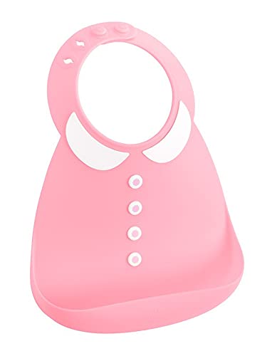 ABBY&FINN Silicone Baby Bib, Pink Shirt Bib, Waterproof, BPA Free Silicone, Easy Wipe Clean, Dishwasher Safe, For Baby & Toddler