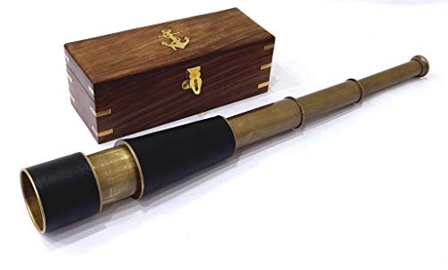 Nautical Brass Pirate Antique Telescope Replica Pirate Royal Navy Spyglass Telescope - 18inches Long Rustic Vintage Home Decor Gifts
