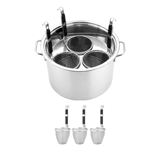 Olla para Pasta De Acero Inoxidable con Colador, Juego De Ollas para Cocinar Pasta Al Vapor, Utensilios De Cocina para El Hogar Y Restaurantes [Clase Energética A]，3 Holes