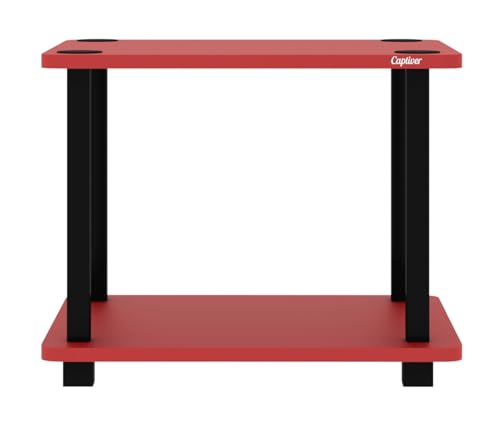 Image of Captiver Samrat Engineered Wood Stool Bed Side Tea Table (38X46X33.4 CM,Red) Living Room Kitchen Drying Library Office Corner Shelves Multipurpose Storage Racks Organizer