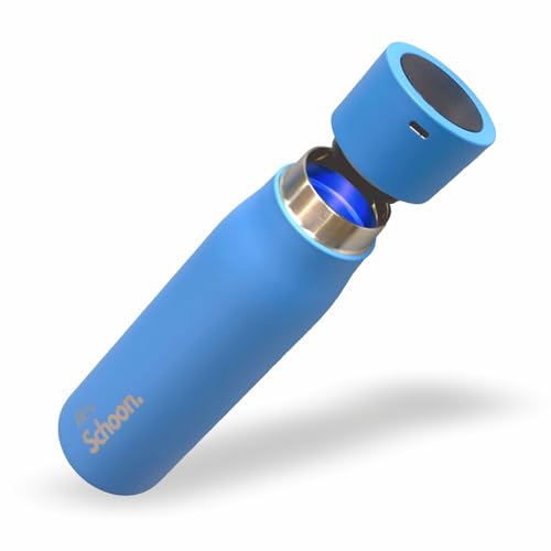Fles® Schoon - Filter Water Bottle with UV-C Sterilisation Technology - India's First Filter Water Bottle with 7 Layer Insulation, Temp Display & Hydration Reminder (Sky Blue, 500ml)