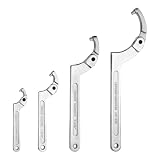 QUARKZMAN 4 Stück Verstellbarer Schraubenschlüssel Set C Schlüssel Hakenschlüssel Werkzeug Nuss Stoßfest 19mm-51mm/32mm-76mm/51mm-121mm/115-170mm Für Maschine Drehbank Spannfutter Rundkopf