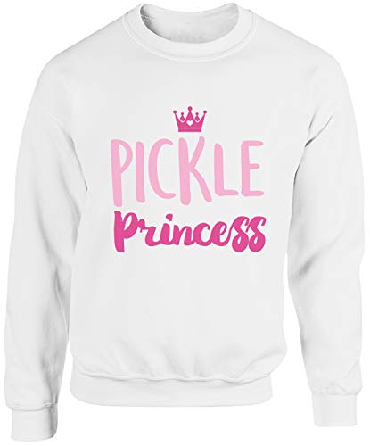 Image of Hippowarehouse Pickle Princess Unisex Jumper Sweatshirt Pullover (Specific Size Guide in Description) White