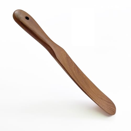 FAAY Handmade Teak Spurtle for Sourdough Starter – Wooden Stirring Stick & Mixing Tool for Deep Jars | Nonstick-Safe, Finished with Coconut Cooking Oil, Crafted in Thailand