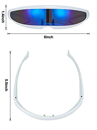 4 Pairs Futuristic Narrow Cyclops Sunglasses Robot Space Costume Color Mirrored Lens2