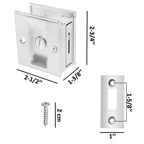 Eco-Fused Pocket Sliding Door Lock, Brushed Nickel Privacy Door Pull with Lock, Reversible, Compatible with Most Doors - Image 3