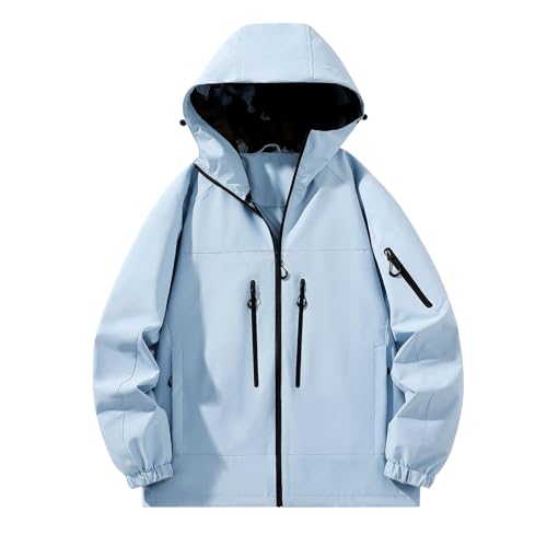 Chaqueta de senderismo para hombre, impermeable, chaqueta de entretiempo para hombre, chaqueta deportiva para exteriores, tallas grandes, chaqueta softshell monocolor, cortavientos, chaqueta de lluvia
