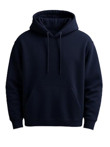 Image of Men's Heavyweight Hoodie | 450 GSM Premium Cotton Blend | Relaxed Fit Drop Shoulder | Kangaroo Pocket | Black Off White Blue | S-XXL