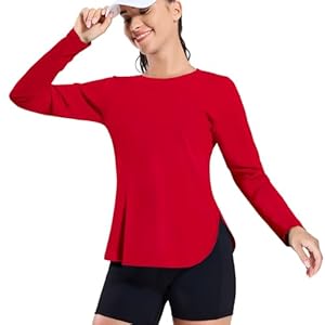 MIER Women’s UPF 50+ Sun Shirts Long Sleeve Workout UV Protection Dry Fit Athletic Running Gym Hiking Tops Lightweight