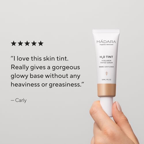 MADARA Tinted Hyaluronic Serum Foundation - H20 Tint Sun Flower 30 ml, A Tinted Hyaluronic Acid Serum for Face, provides Weightless Moisture and Freshness with Every Drop