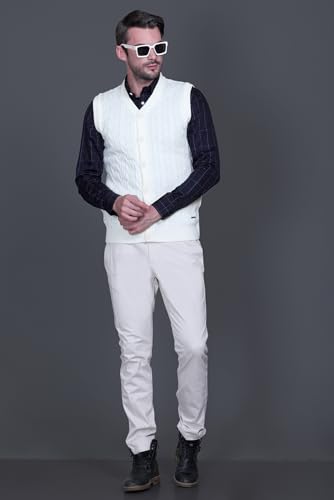 Image of V Neck Cardigans for Men - Woolen Sleeveless Sweater for Man Winter Wear