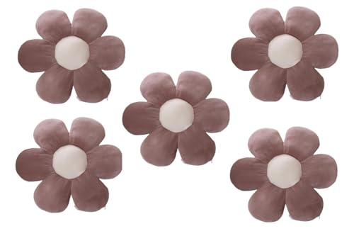 Image of AVS Cute Sunflower Shaped Decorative Preppy Throw Pillows Floor Cushion for Aesthetic Decor Pack of 5 (35CM, Brown)