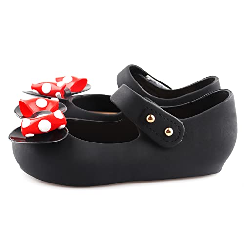 Girls Sweet Dot Bow Princess Sandals Shoes Mary Jane Jelly Shoes Kid's Flat For Toddler/Little Kid Black #TOP2