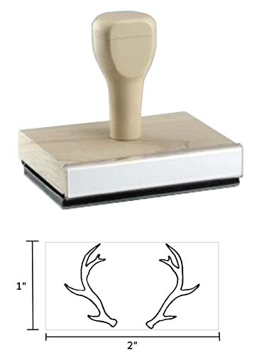 Antlers Hand-Drawn Elements Rubber Stamp, 1 X 2" Wood Stamp #TOP3