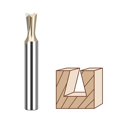HUHAO Dovetail Router Bit 1/4" Shank 5/16" Dia Tungsten Carbide 9 Degree Dovetail Joint Joinery Bit Half-Blind Through Dovetail Bits for Drawer Cabinet Box Joints Making Woodworking