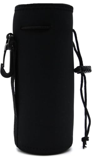 ALEIFLE Water Bottle Carrier,Insulated Neoprene Water Gym Travel bottle Holder Bag Protector Sleeve Case Pouch Cover 0.6L or 0.75L, Great for Stainless Steel Bottles (Black-1)