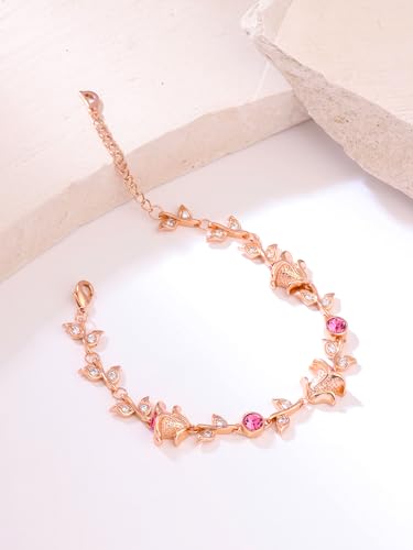 سوار مزين بالكريستال سواروفسكي، وردي زهري اللون للنساء والفتيات، من يلو تشايمز