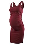 Liu & Qu Women's Maternity Sleeveless Tank Dresses Mama Scoop Neck Baby Shower Vestido Wine Red S