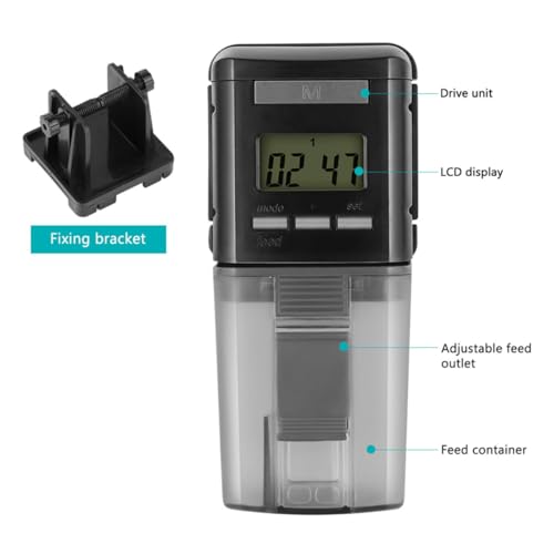 Alimentador automático de acuario con pantalla LCD programable y rotación regulable 7