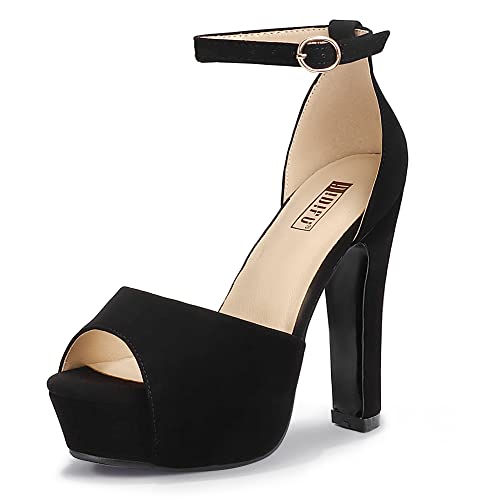 IDIFU Women's Platform Chunky High Heels Dress Sandals Peep Toe Ankle Strap Wedding Party Evening...