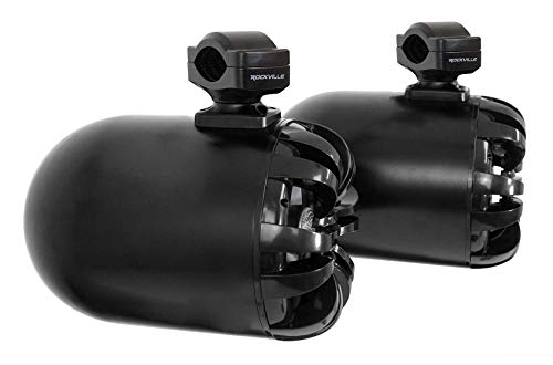 Rockville Pair WB65 Black 6.5" 600W Metal Marine Wakeboard Tower Speakers, 4 Ohm, Waterproof, 360-Degree Swivel, Durable Build for Boats, ATVs, UTVs