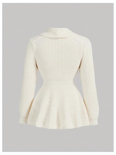 GORGLITTER Women's Peplum Cardigan Jackets Business Casual Work Knit Tops Button Front Long Sleeve Fall Outfits2