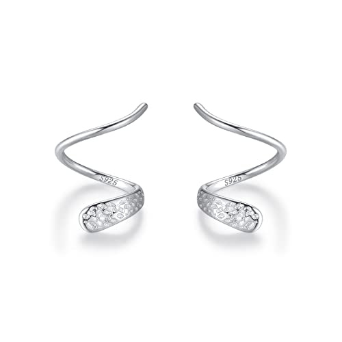 ピアス シルバー Silver925 ゴールド 18K コーティング らせん 螺旋 スパイラル リング ツイスト (シルバー) - Peacetachio - 商品画像