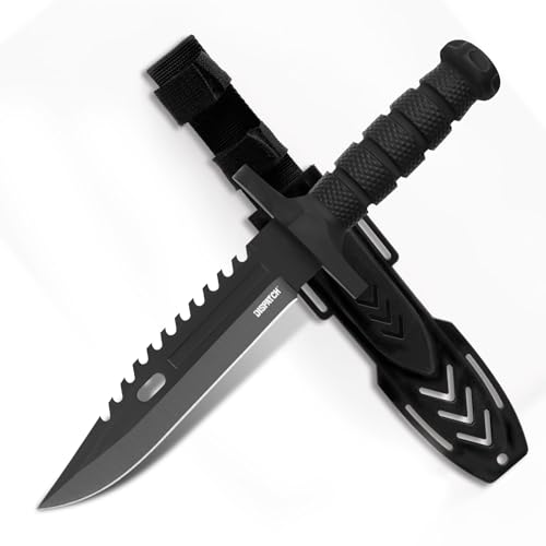 Image of Dispatch Fixed Blade Hunting Knife with Sheath, 12-inch Survival Knives for Men Tactical Bowie Knife with Non-Slip Handle for Bushcraft, Outdoor Camping