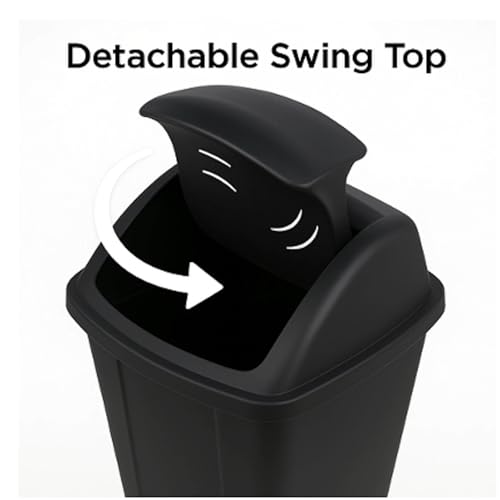 Bote de basura de cocina plástico 13 gal swing negro miniatura 4