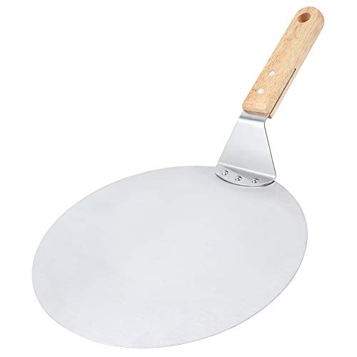 VIGIND 10 Inch Aluminum Pizza Peel With Wood Handle, Oversized Pizza Lifter,Stainless Steel Round Pizza Paddle, Professional Large Pizza Spatula, For Baking Homemade Pizza and Bread