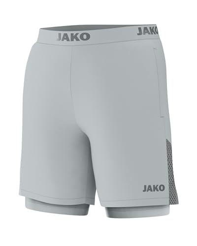JAKO Damen 2-in-1 Shorts Power, hellgrau, 34 – Ansicht 1