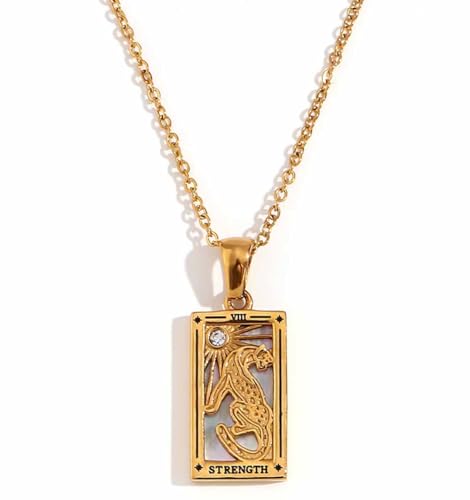 Psivika Gold Plated Tarot Card Necklace Vintage Necklace Good Luck Amulet Tarot Pendant...