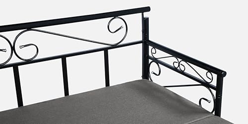 Image of 3 Seater Metal Sofa Cum Bed with Hydraulic Storage | King Size Sofa Cum Bed | Set for, Living Room, Grey, King Size (Grey & Black)