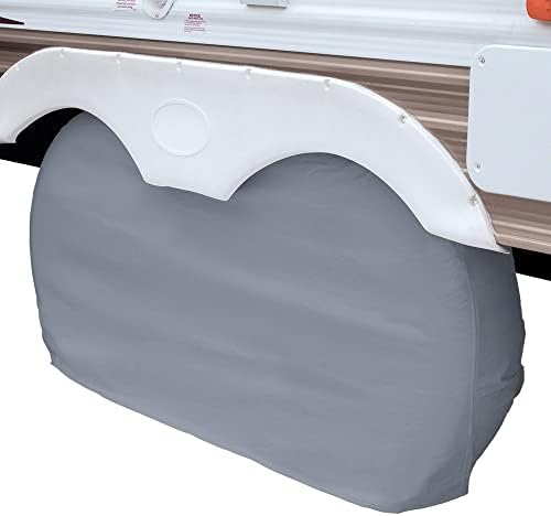 Classic Accessories Over Drive RV Dual Axle Wheel Cover, Wheels 30"-33"DIA, Grey, Motorhome Trailer Camper Van, Heavy-Duty Vinyl, Universal Fit, Polyester, Camper Travel Trailer Accessories