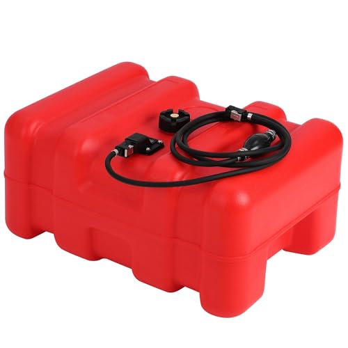 12 Gallon Portable Marine Fuel Tank - Outboard Boat Gas Tank with Fuel Line & Universal Adapter HDPE Leak-Proof Design Built-in Fuel Gauge for Fishing Boat Yacht Generator