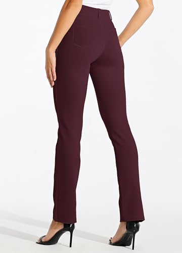 Willit Women's Yoga Dress Pants Straight Leg Work Slacks Stretchy Office Casual Pants 4 Pockets Belt Loops 29''/31''/33''2