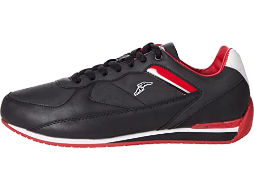 Goodyear Shift Racing Sneaker for Men, Pair, Athletic Auto Racing Footwear with Non-Slip EVA Rubber Soles, Vegan Leather Upper, Mesh Lining - Black/Red/Size: 12